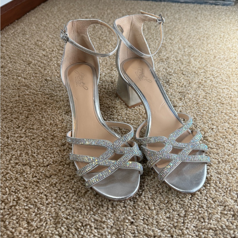 Elegant Silver Strappy Heels